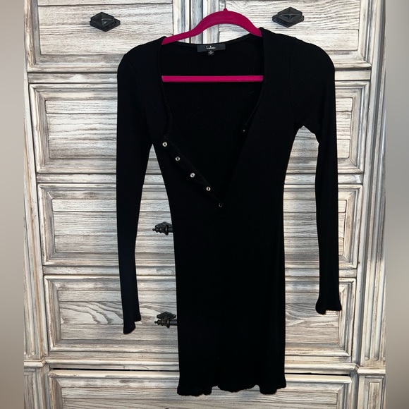 Lulus Henley Dress Black size M - Picture 4 of 5